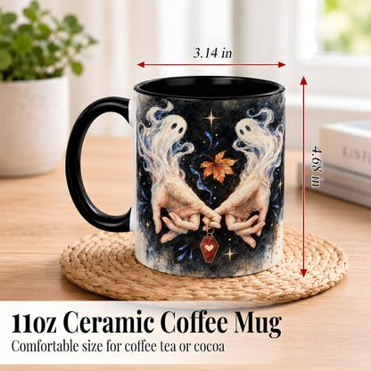 #pl[11oz|Black] Watercolor Ghost Coffee Mug, Autumn Spirit Mug, Ceramic Cup