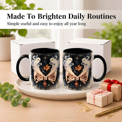 #pl[11oz|Black] Watercolor Ghost Coffee Mug, Autumn Spirit Mug, Ceramic Cup
