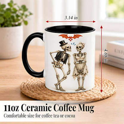 #pl[11oz|Black] Skeleton Couple Coffee Mug, Gothic Romance Mug, Ceramic Cup