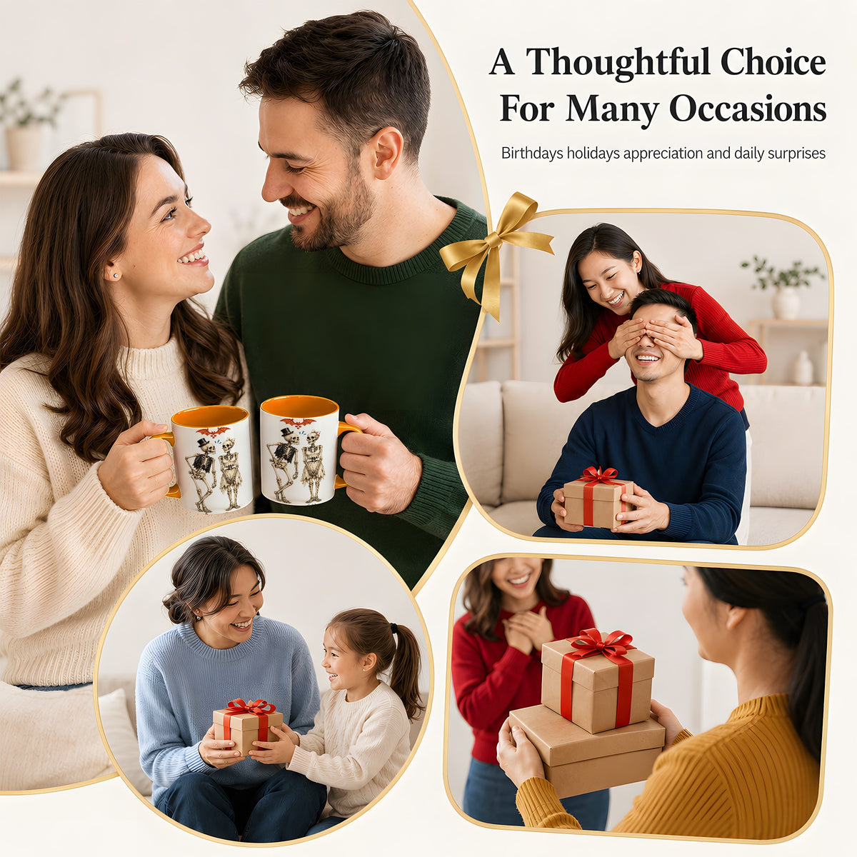 #pl[11oz|Orange] Skeleton Couple Coffee Mug, Gothic Romance Mug, Ceramic Cup