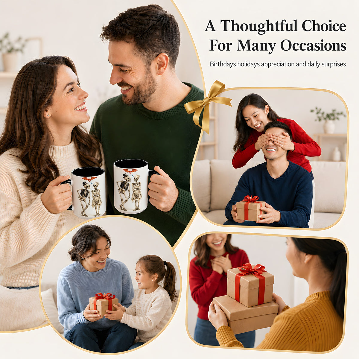 #pl[15oz|Black] Skeleton Couple Coffee Mug, Gothic Romance Mug, Ceramic Cup