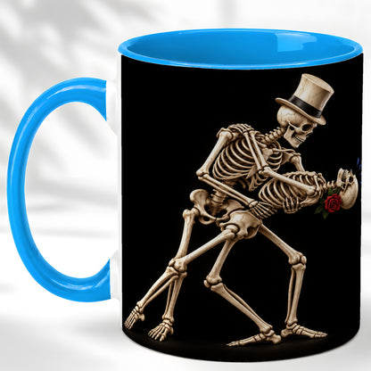 #pl[11oz|Blue] Dancing Skeleton Coffee Mug, Gothic Romance Mug, Ceramic Cup