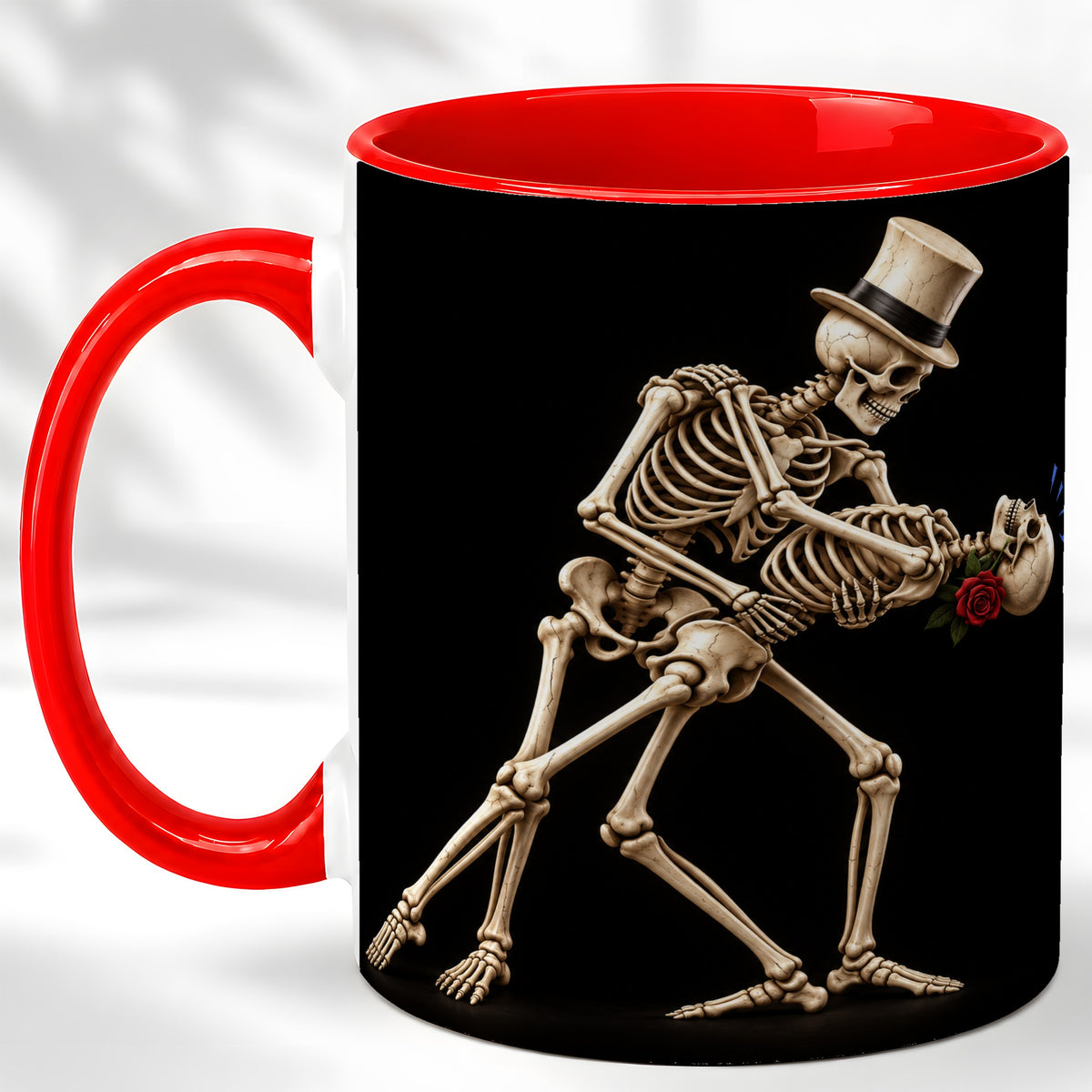 Dancing Skeleton Coffee Mug, Gothic Romance Mug, Ceramic Cup