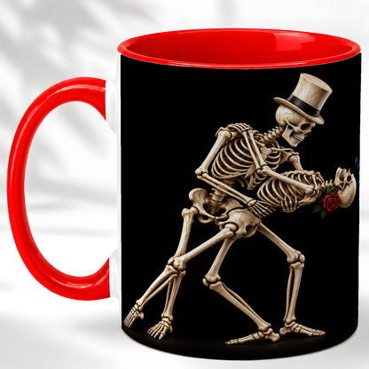 Dancing Skeleton Coffee Mug, Gothic Romance Mug, Ceramic Cup