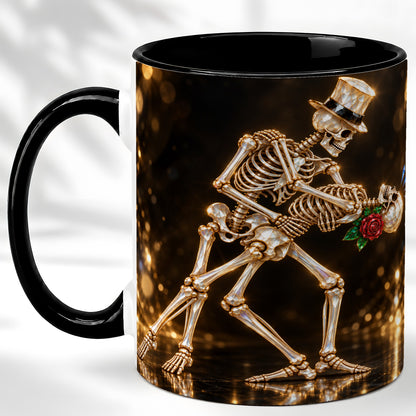 #pl[11oz|Black] Skeleton Couple Coffee Mug, Sparkling Gothic Mug, Ceramic Cup
