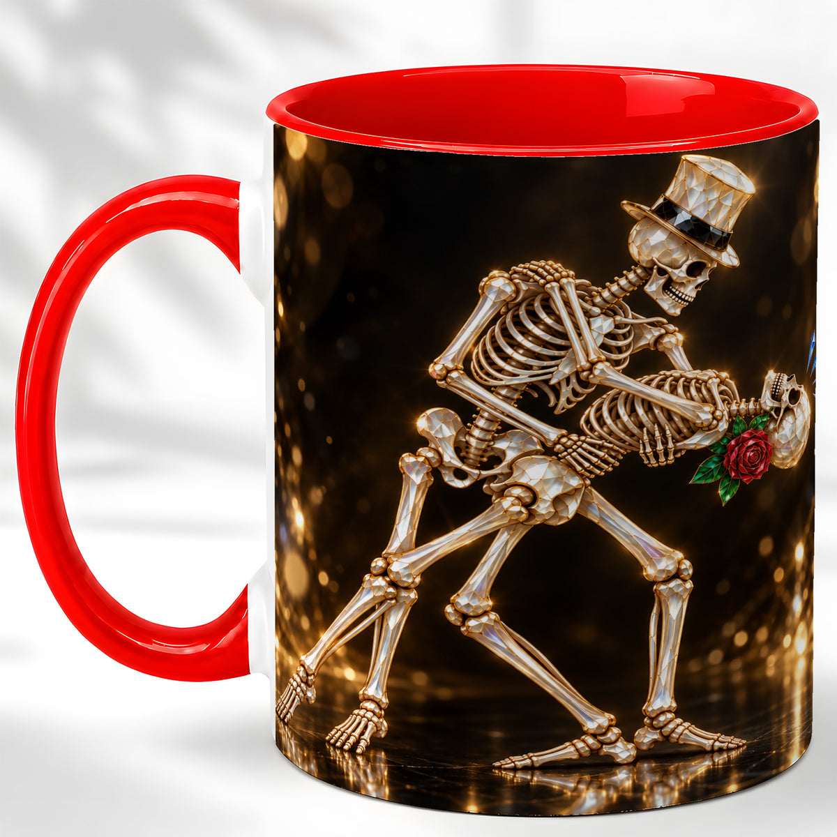 Skeleton Couple Coffee Mug, Sparkling Gothic Mug, Ceramic Cup