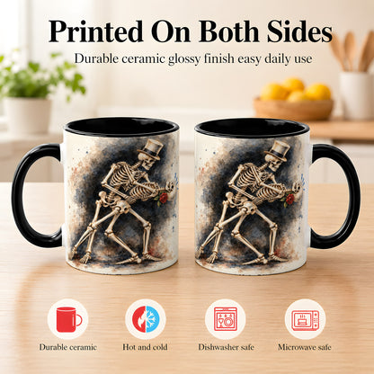#pl[11oz|Black] Dancing Skeleton Coffee Mug, Gothic Romance Mug, Ceramic Cup