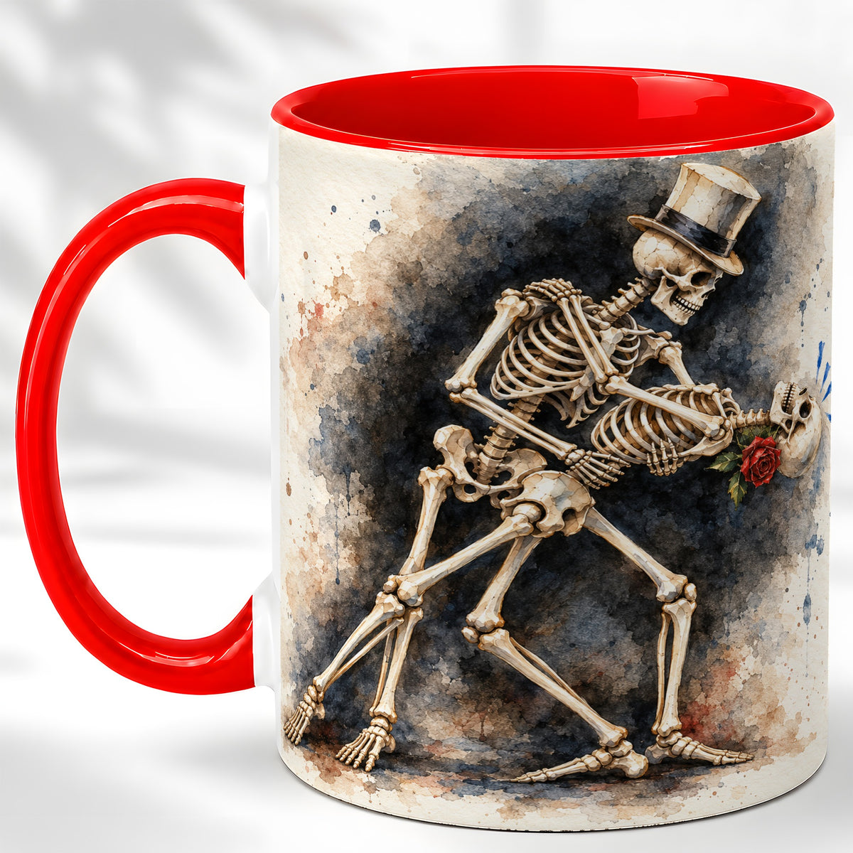 Dancing Skeleton Coffee Mug, Gothic Romance Mug, Ceramic Cup