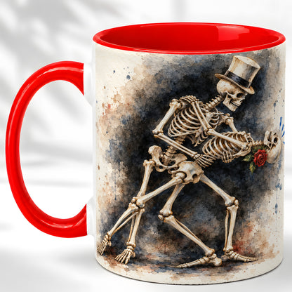 Dancing Skeleton Coffee Mug, Gothic Romance Mug, Ceramic Cup
