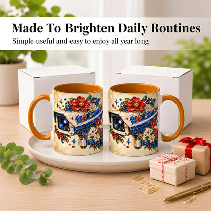 #pl[11oz|Orange] Jeweled Floral Camera Coffee Mug, Surveillance Art Mug, Ceramic Cup