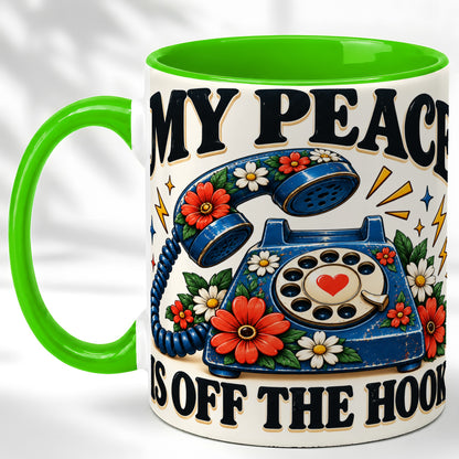 #pl[11oz|Green] Retro Rotary Telephone Coffee Mug, Floral Phone Mug, Ceramic Cup
