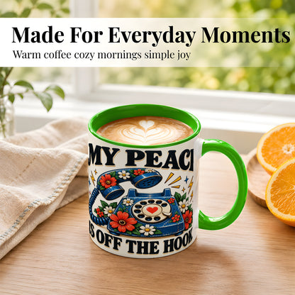 #pl[11oz|Green] Retro Rotary Telephone Coffee Mug, Floral Phone Mug, Ceramic Cup