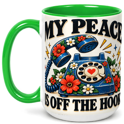 #pl[15oz|Green] Retro Rotary Telephone Coffee Mug, Floral Phone Mug, Ceramic Cup