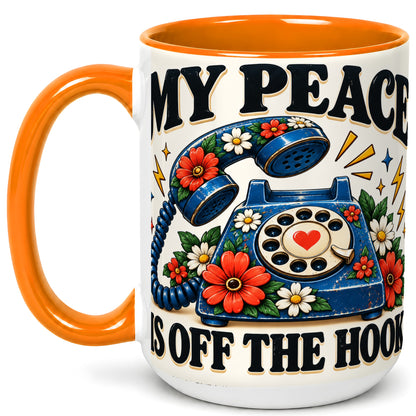 #pl[15oz|Orange] Retro Rotary Telephone Coffee Mug, Floral Phone Mug, Ceramic Cup