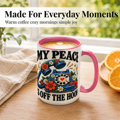 #pl[15oz|Pink] Retro Rotary Telephone Coffee Mug, Floral Phone Mug, Ceramic Cup