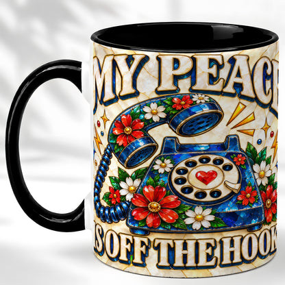 #pl[11oz|Black] Retro Rotary Phone Coffee Mug, Floral Quote Mug, Ceramic Cup