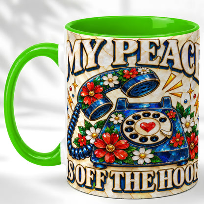 #pl[11oz|Green] Retro Rotary Phone Coffee Mug, Floral Quote Mug, Ceramic Cup