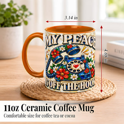 #pl[11oz|Orange] Retro Rotary Phone Coffee Mug, Floral Quote Mug, Ceramic Cup