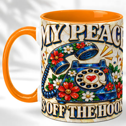 #pl[11oz|Orange] Retro Rotary Phone Coffee Mug, Floral Quote Mug, Ceramic Cup