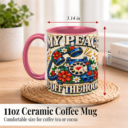 #pl[11oz|Pink] Retro Rotary Phone Coffee Mug, Floral Quote Mug, Ceramic Cup