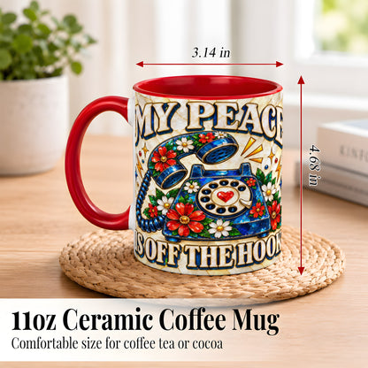 #pl[11oz|Red] Retro Rotary Phone Coffee Mug, Floral Quote Mug, Ceramic Cup