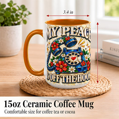 #pl[15oz|Orange] Retro Rotary Phone Coffee Mug, Floral Quote Mug, Ceramic Cup