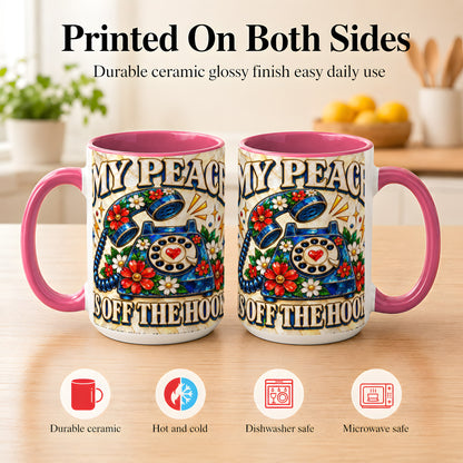 #pl[15oz|Pink] Retro Rotary Phone Coffee Mug, Floral Quote Mug, Ceramic Cup