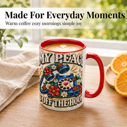 #pl[15oz|Red] Retro Rotary Phone Coffee Mug, Floral Quote Mug, Ceramic Cup