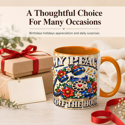 #pl[11oz|Orange] Jeweled Rotary Phone Coffee Mug, Floral Quote Mug, Ceramic Cup
