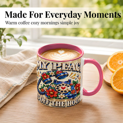#pl[11oz|Pink] Jeweled Rotary Phone Coffee Mug, Floral Quote Mug, Ceramic Cup
