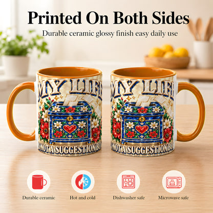 #pl[11oz|Orange] Jeweled Floral Box Coffee Mug, Witty Quote Mug, Ceramic Cup