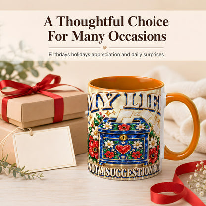 #pl[11oz|Orange] Jeweled Floral Box Coffee Mug, Witty Quote Mug, Ceramic Cup