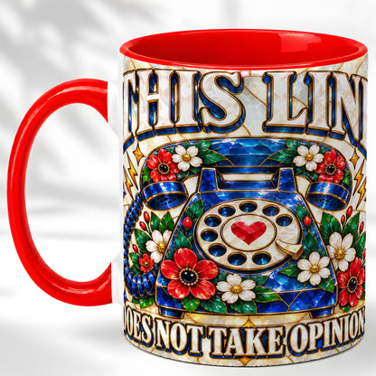 Stained Glass Style Rotary Phone Coffee Mug, Floral Mug, Ceramic Cup