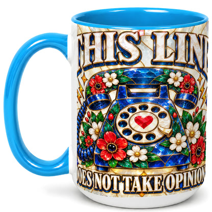 #pl[15oz|Blue] Stained Glass Style Rotary Phone Coffee Mug, Floral Mug, Ceramic Cup