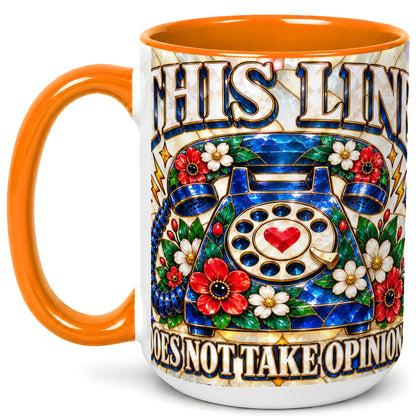 #pl[15oz|Orange] Stained Glass Style Rotary Phone Coffee Mug, Floral Mug, Ceramic Cup
