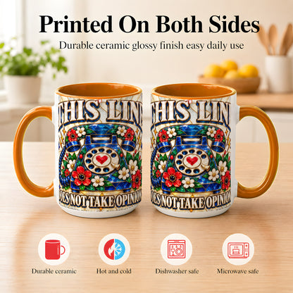 #pl[15oz|Orange] Stained Glass Style Rotary Phone Coffee Mug, Floral Mug, Ceramic Cup