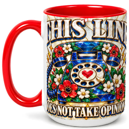 #pl[15oz|Red] Stained Glass Style Rotary Phone Coffee Mug, Floral Mug, Ceramic Cup