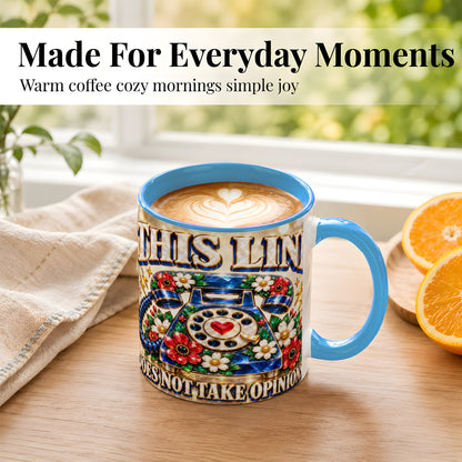 #pl[11oz|Blue] Gemstone Rotary Phone Coffee Mug, Floral Vintage Mug, Ceramic Cup