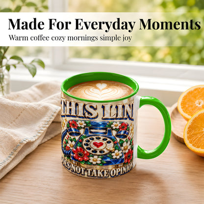 #pl[11oz|Green] Gemstone Rotary Phone Coffee Mug, Floral Vintage Mug, Ceramic Cup