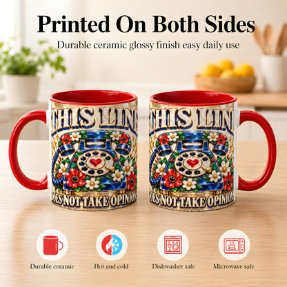 #pl[11oz|Red] Gemstone Rotary Phone Coffee Mug, Floral Vintage Mug, Ceramic Cup