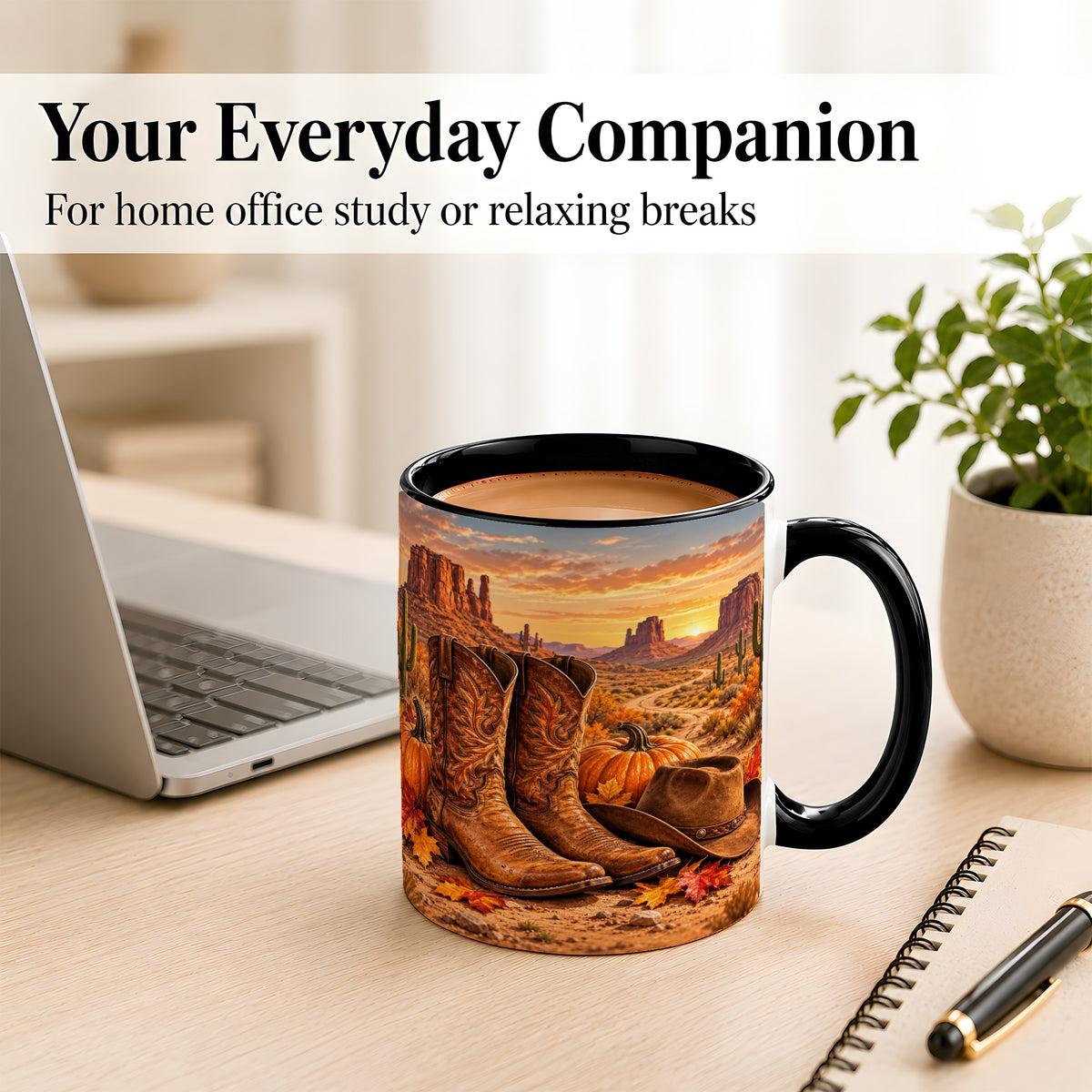 #pl[11oz|Black] Western Autumn Coffee Mug, Cowboy Boots Mug, Ceramic Cup