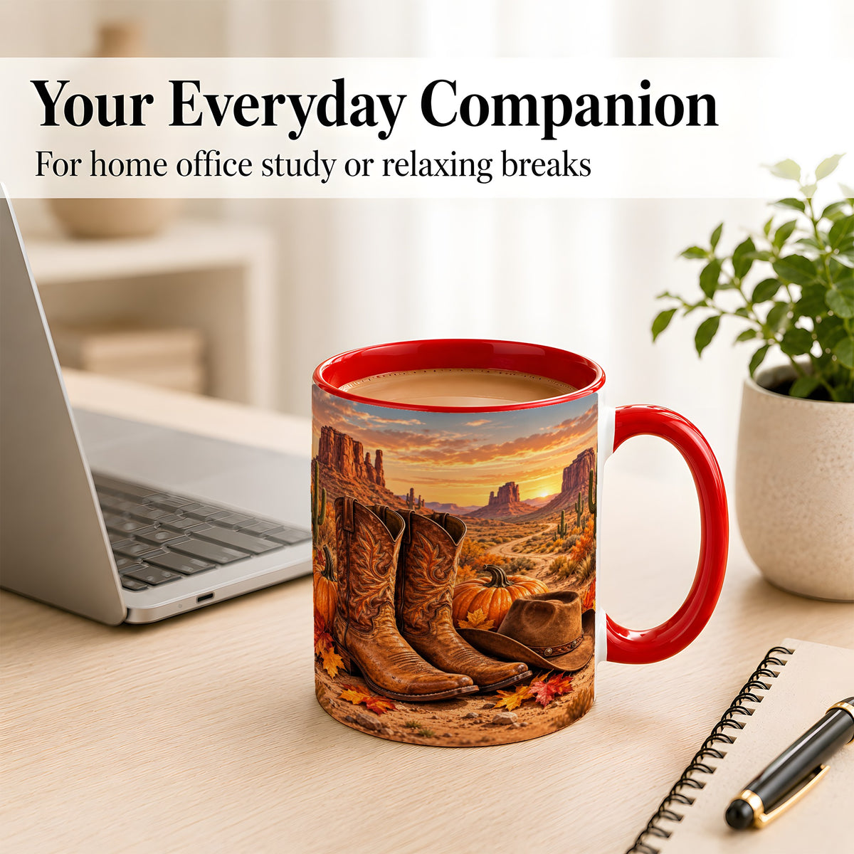 #pl[11oz|Red] Western Autumn Coffee Mug, Cowboy Boots Mug, Ceramic Cup