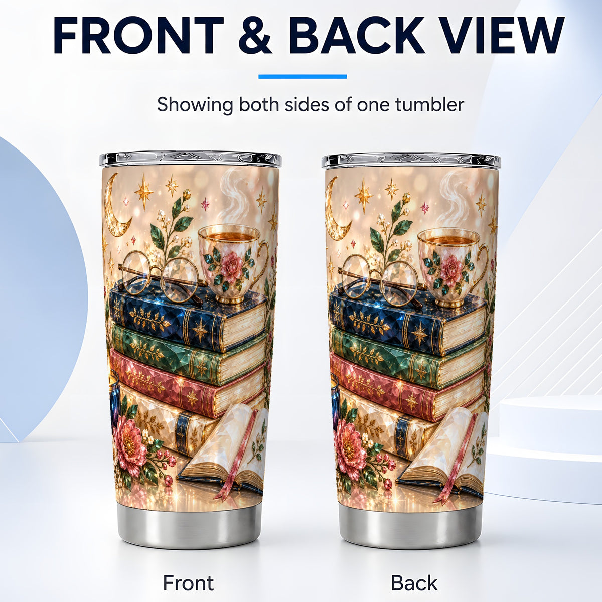 #pl[20oz|Steel] Book Lover Tumbler 20oz, Floral Reading Tumbler, Stainless Steel Travel Cup