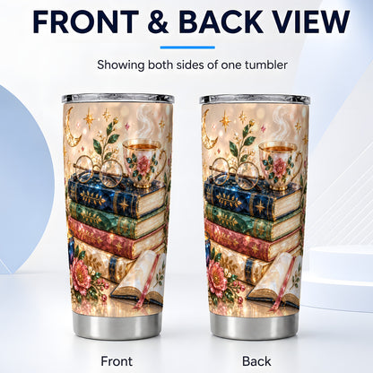 #pl[20oz|Steel] Book Lover Tumbler 20oz, Floral Reading Tumbler, Stainless Steel Travel Cup
