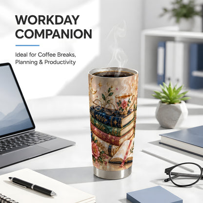 #pl[20oz|Steel] Book Lover Tumbler 20oz, Floral Reading Tumbler, Stainless Steel Travel Cup