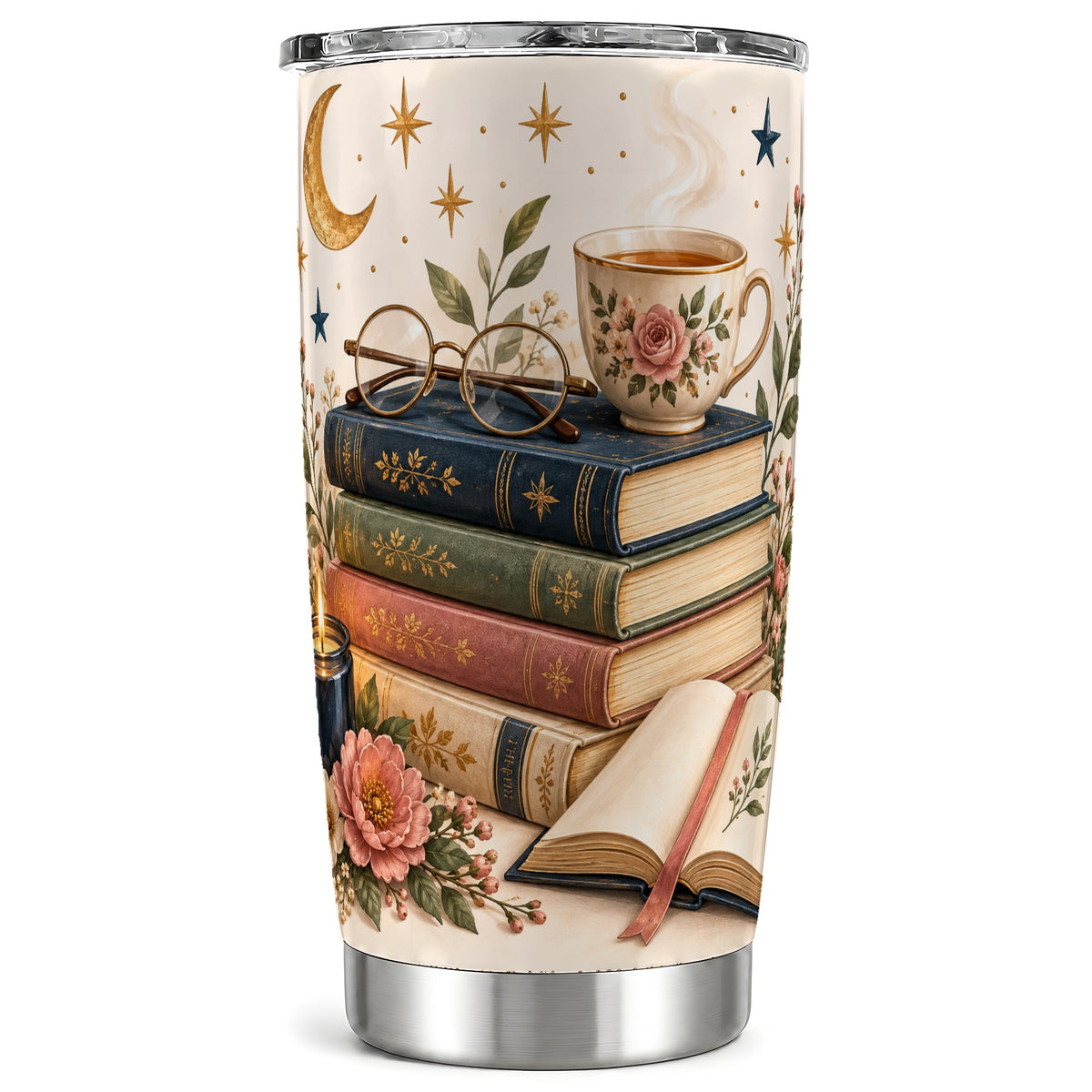 Vintage Books Tumbler 20oz, Reading Tumbler, Stainless Steel Travel Cup