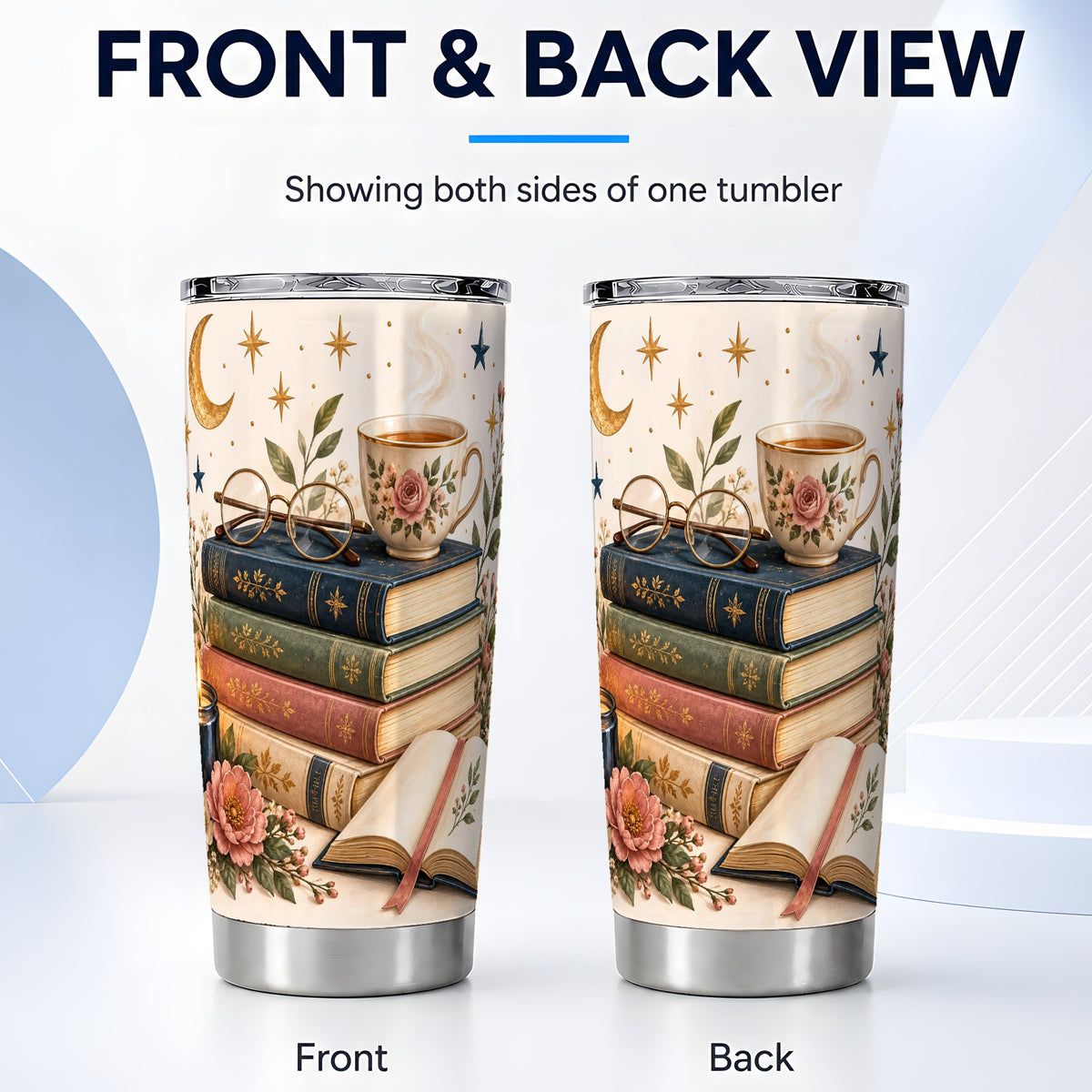 #pl[20oz|Steel] Vintage Books Tumbler 20oz, Reading Tumbler, Stainless Steel Travel Cup