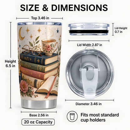 #pl[20oz|Steel] Vintage Books Tumbler 20oz, Reading Tumbler, Stainless Steel Travel Cup