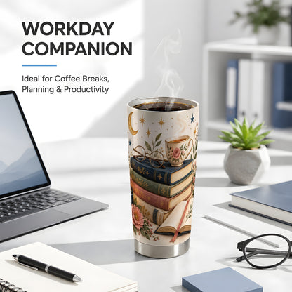 #pl[20oz|Steel] Vintage Books Tumbler 20oz, Reading Tumbler, Stainless Steel Travel Cup