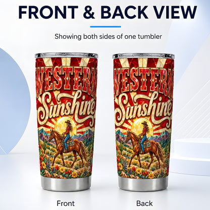 #pl[20oz|Steel] Cowgirl Horse Tumbler 20oz, Desert Tumbler, Stainless Steel Travel Cup